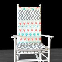 Load image into Gallery viewer, Rockin Cushions Rocking Chair Cushion Patchwork Coral Arrow Chevron Abstract Pattern Rocking Chair Cushion
