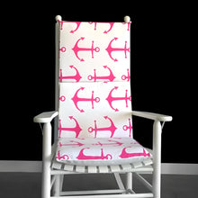 Load image into Gallery viewer, Rockin Cushions Rocking Chair Cushion Pink Anchors Rocking Chair Cushion, Nautical Theme Seat Covers