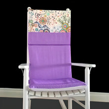 Load image into Gallery viewer, Rockin Cushions Rocking Chair Cushion Purple Flower Dots Rocking Chair Cushion