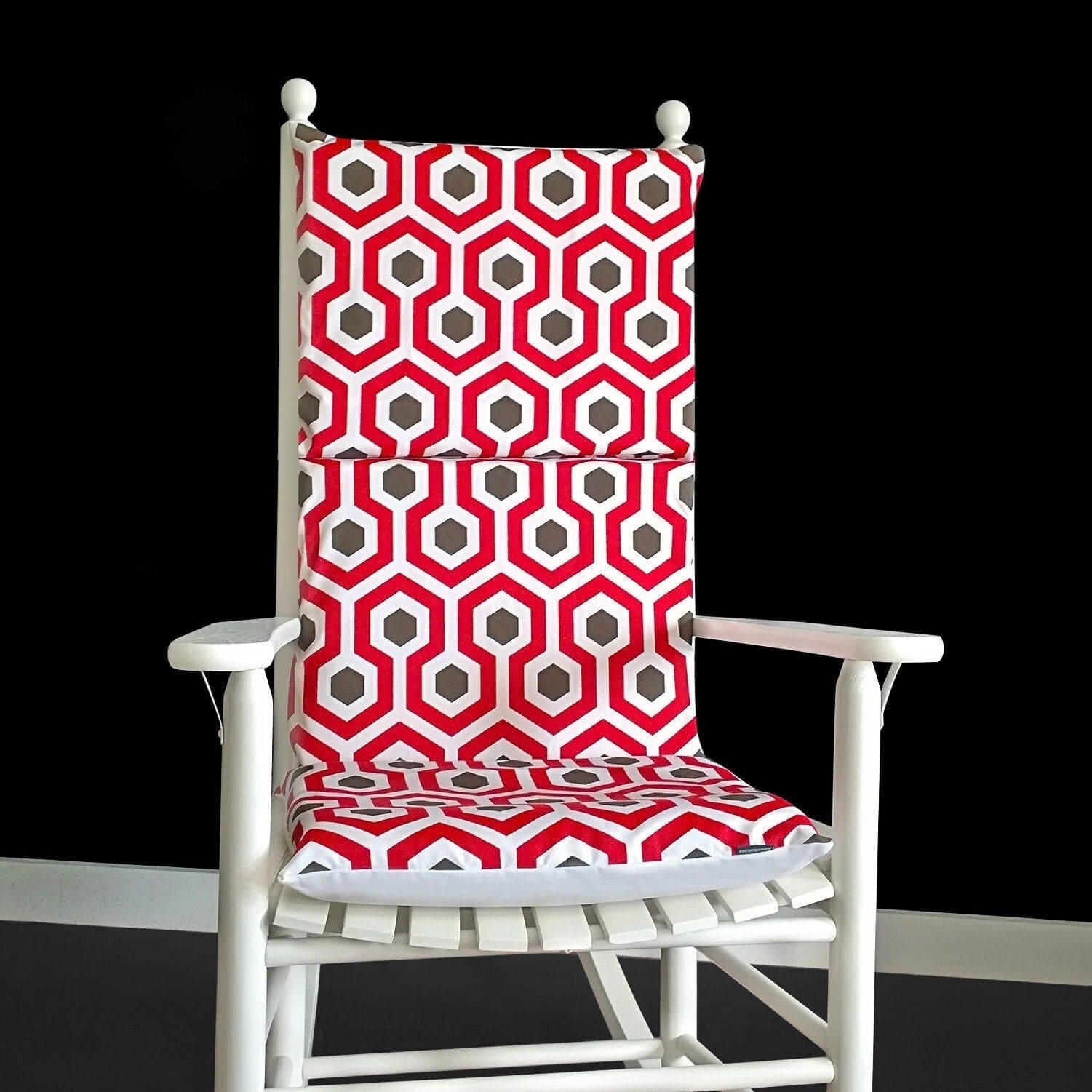 Rockin Cushions Rocking Chair Cushion Red Honeycomb Rocking Chair Pad, Red Patterned Cushion