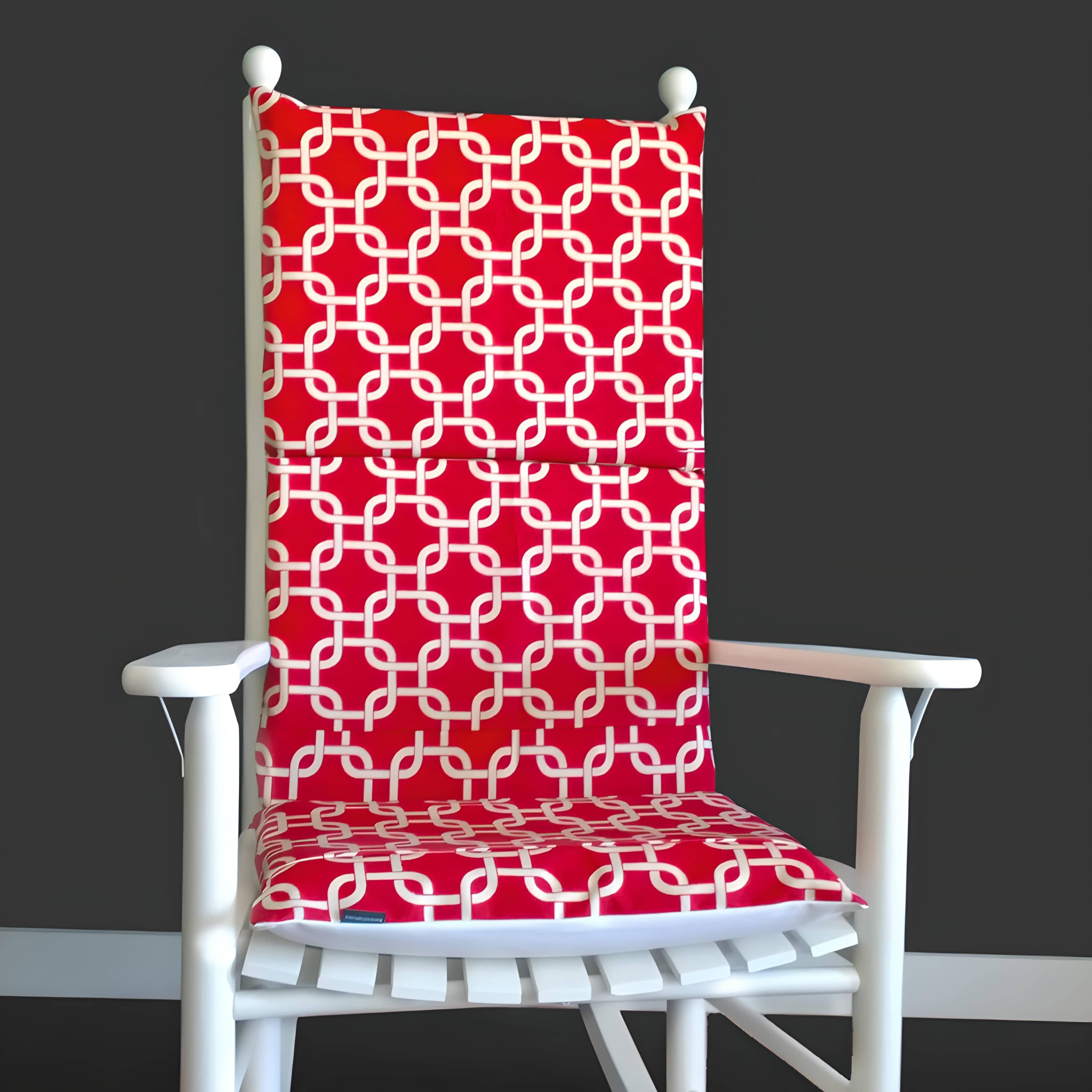 Rockin Cushions Rocking Chair Cushion Squares Rocking Chair Pad, Red Patterned Cushion