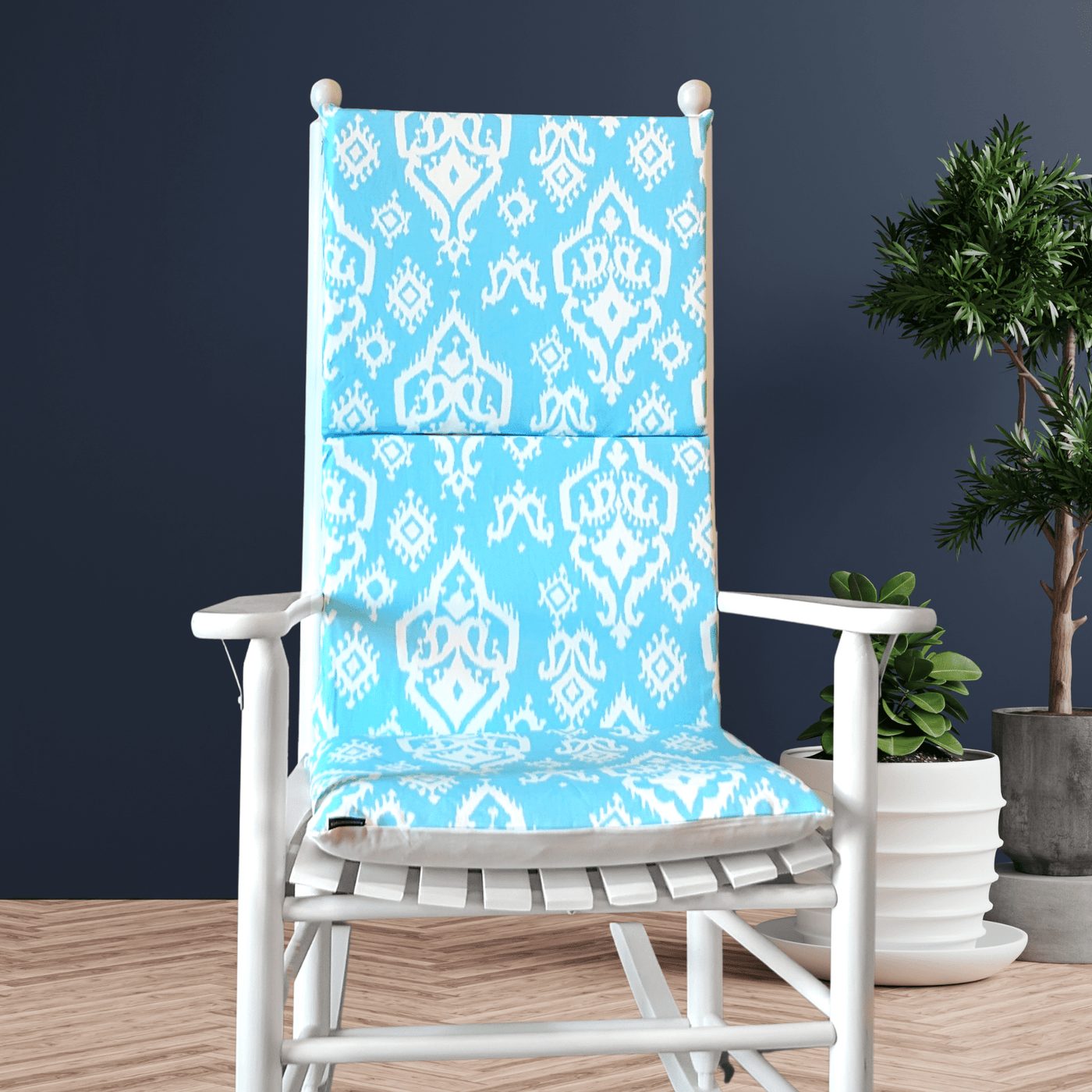 Turquoise Blue Boho Ikat Rocking Chair Cushion for Standard Nursery Ro Rockin Cushions