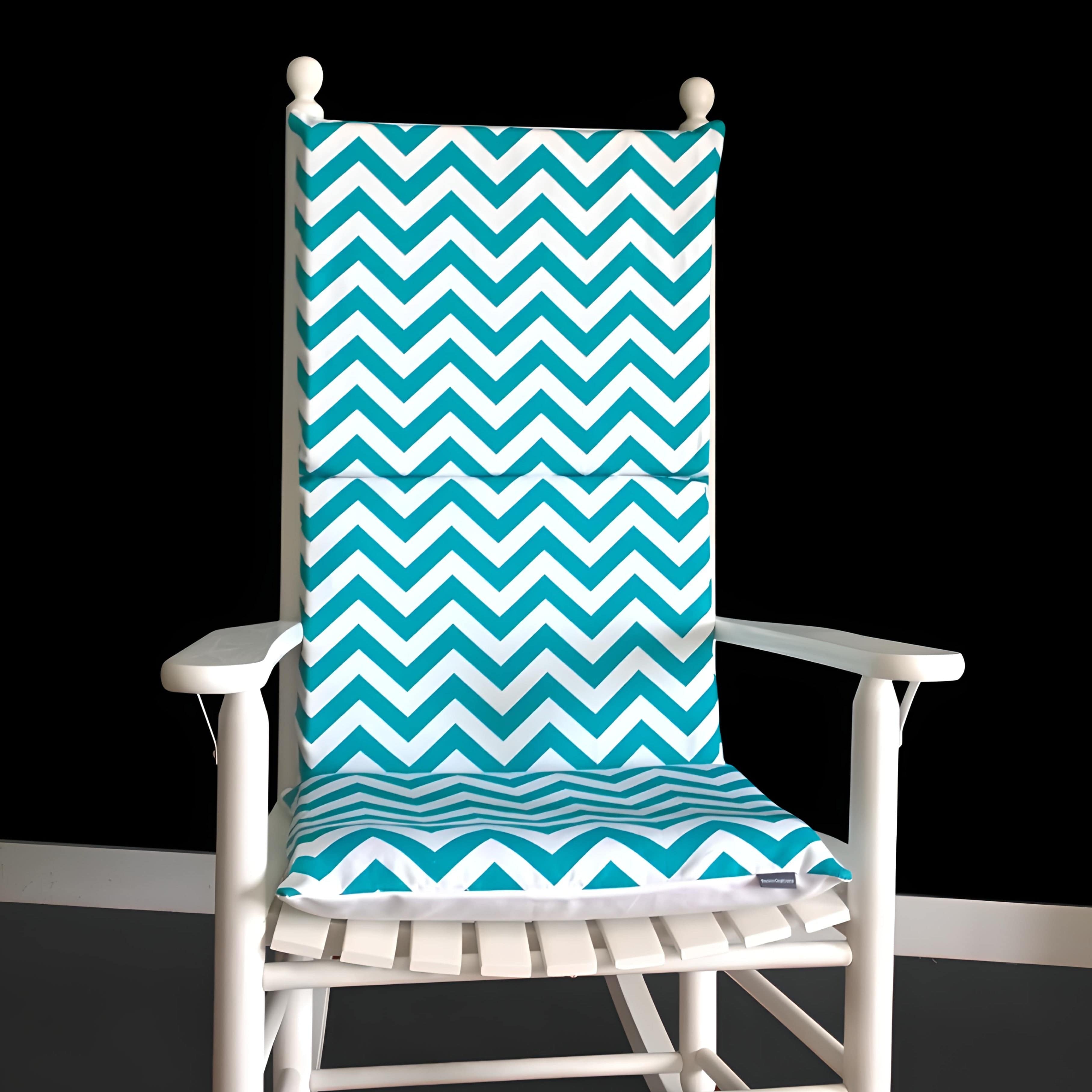Rockin Cushions Rocking Chair Cushion Turquoise Blue Chevron Zig Zag Rocking Chair Cushion