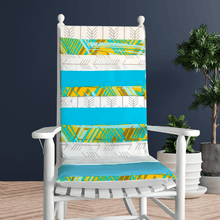 Load image into Gallery viewer, Rockin Cushions Rocking Chair Cushion Turquoise Blue Patchwork Rocking Chair Cushion