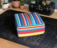 Load image into Gallery viewer, Rockin Cushions SALE Blue Beach Stripe Ottoman, Floor Pouf Slip Cover