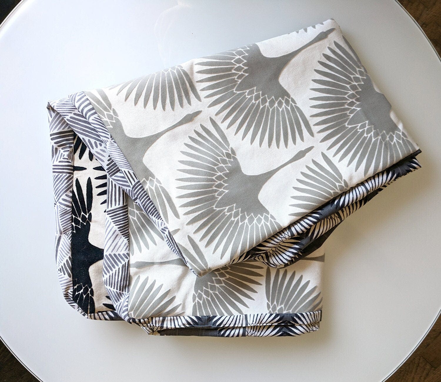 Rockin Cushions SALE Floor Pouf Cover, Ottoman, Neutral Tones, Velvet Fan Print