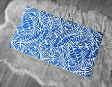 Load image into Gallery viewer, Rockin Cushions SALE IKEA Bankkamrat, Hemmahos, Stuva Bench Pad Cover  Tropical Blue Palm Leaves