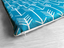 Load image into Gallery viewer, Rockin Cushions SALE IKEA Bankkamrat, Hemmahos, Stuva Bench Pad Cover  Turquoise Blue Arrow Print