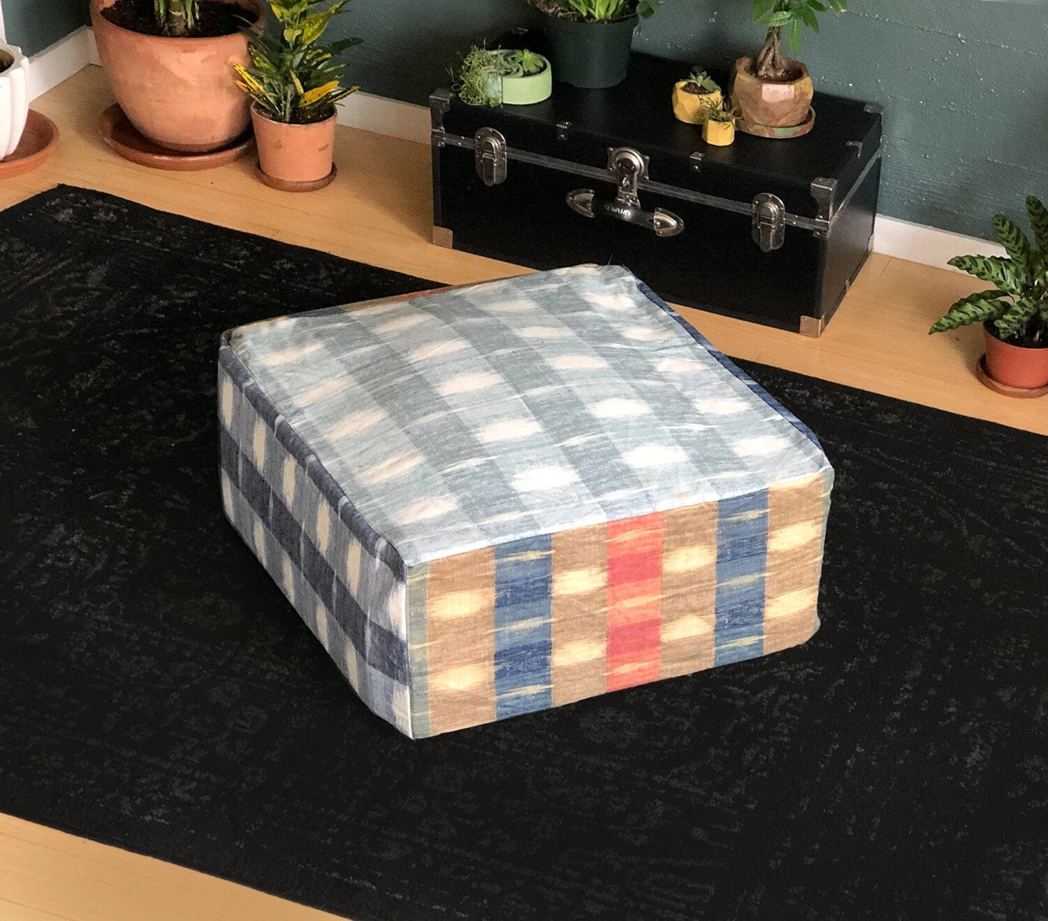 Rockin Cushions SALE Linen Plaid Check Bean Bag Pouf Cover, Ottoman Seat Cover