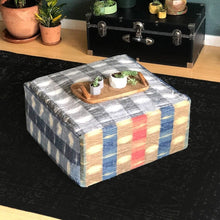 Load image into Gallery viewer, Rockin Cushions SALE Linen Plaid Check Floor Pouf Cover, Ottoman Seat Cover
