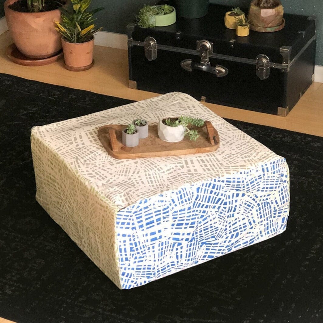 Rockin Cushions SALE Pink Gray Geometric Print Floor Pouf Cover, Ottoman Seat Cover