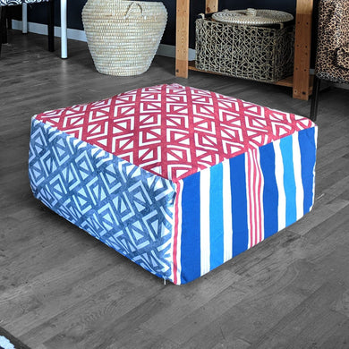 Rockin Cushions SALE Red White Blue Ottoman, Floor Pouf Slip Cover