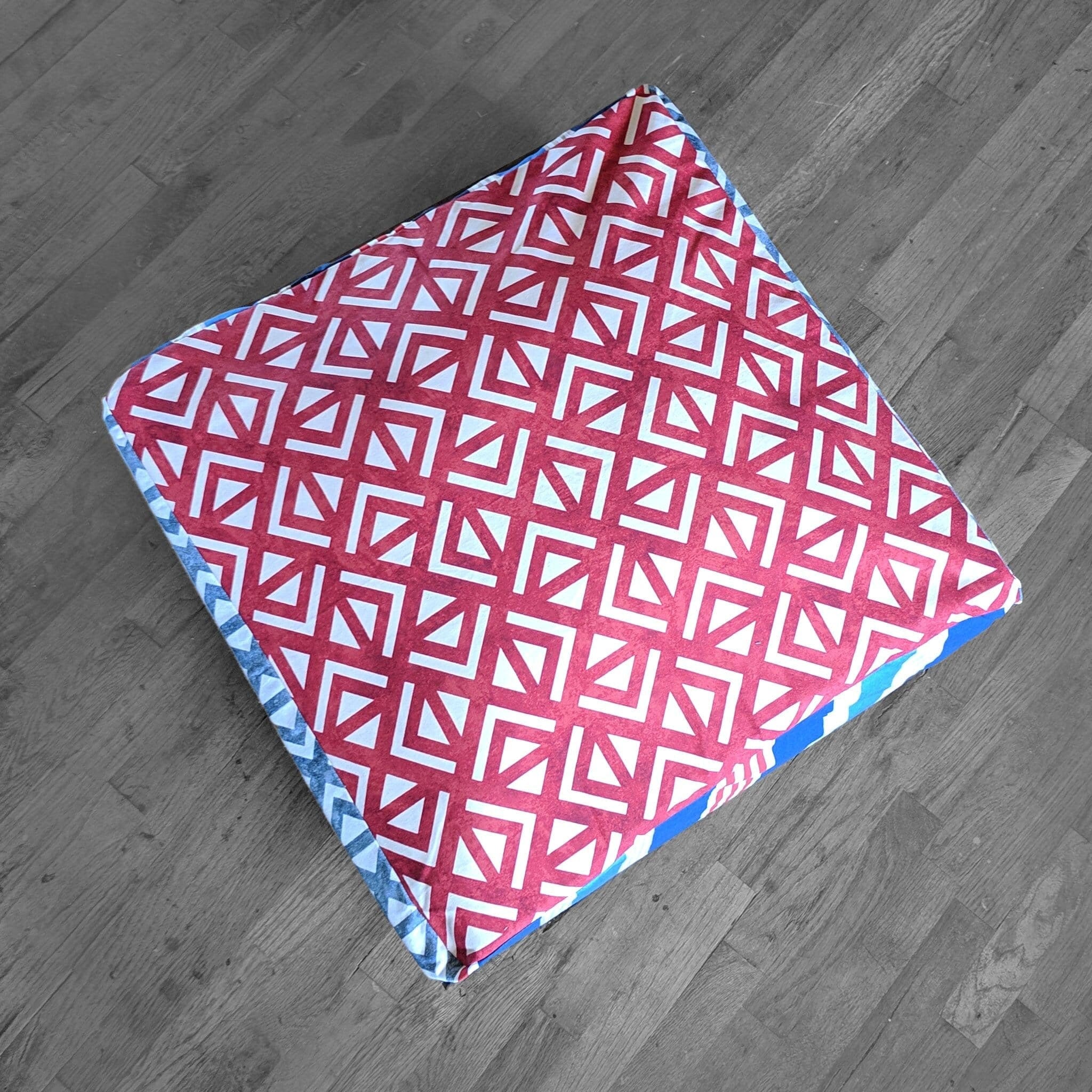Rockin Cushions SALE Red White Blue Ottoman, Floor Pouf Slip Cover