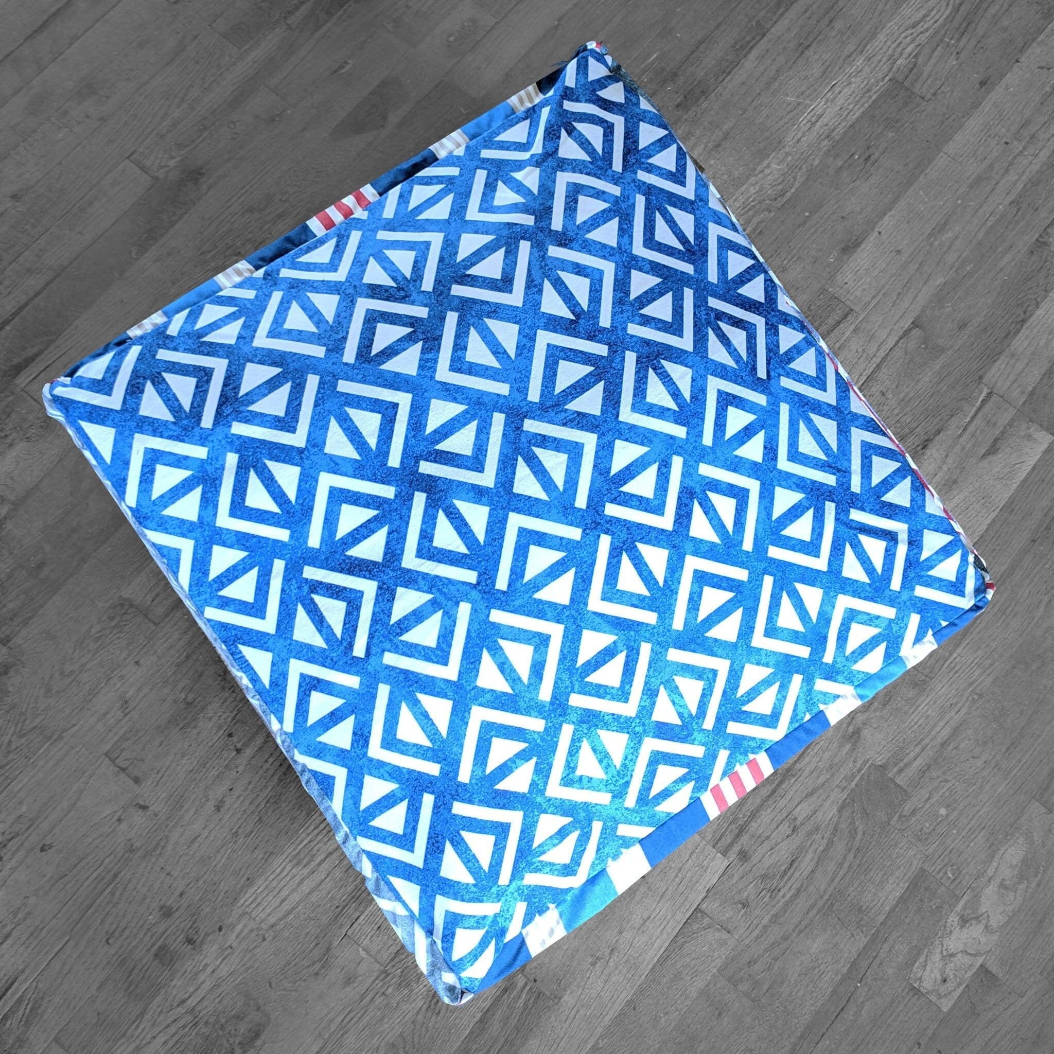 Rockin Cushions SALE Red White Blue Ottoman, Floor Pouf Slip Cover