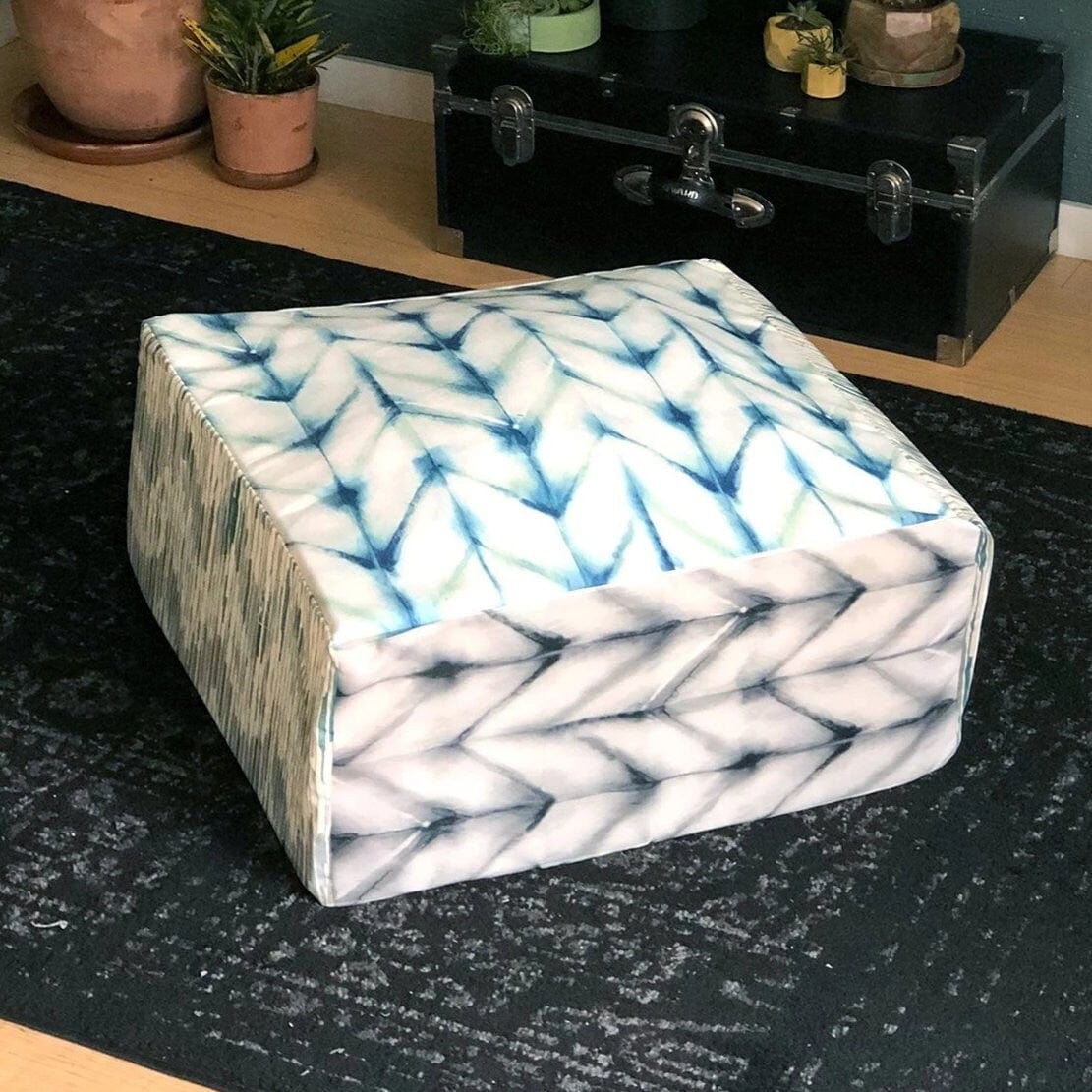 Rockin Cushions SALE Shibori Chevron Bean Bag Pouf Cover, Ottoman Seat Cover