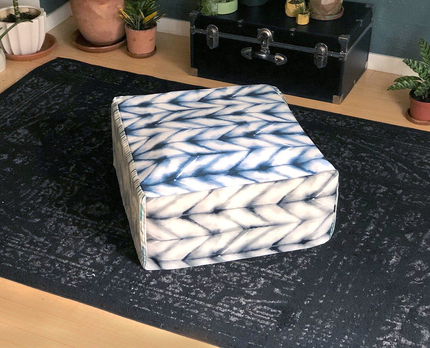 Rockin Cushions SALE Shibori Chevron Floor Pouf Cover, Ottoman Seat Cover