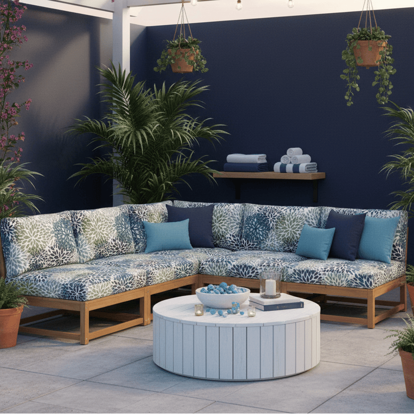 Rockin Cushions Slipcover Blue Blooms - Outdoor Cushion Slipcovers for IKEA | FastTrack