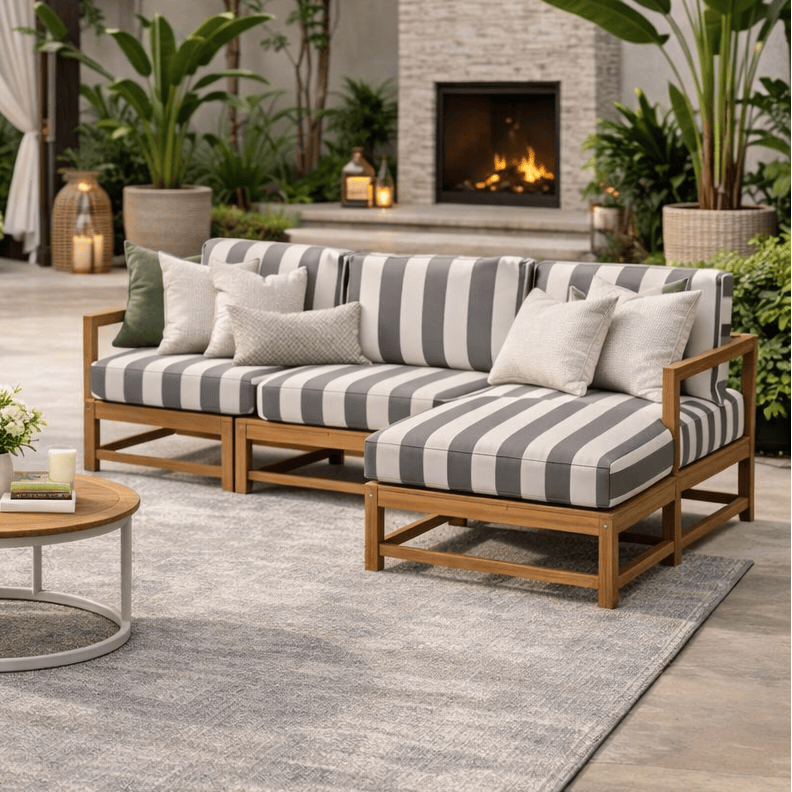 Rockin Cushions Slipcover Gray and White Stripe - Outdoor Cushion Slipcovers for IKEA | FastTrack