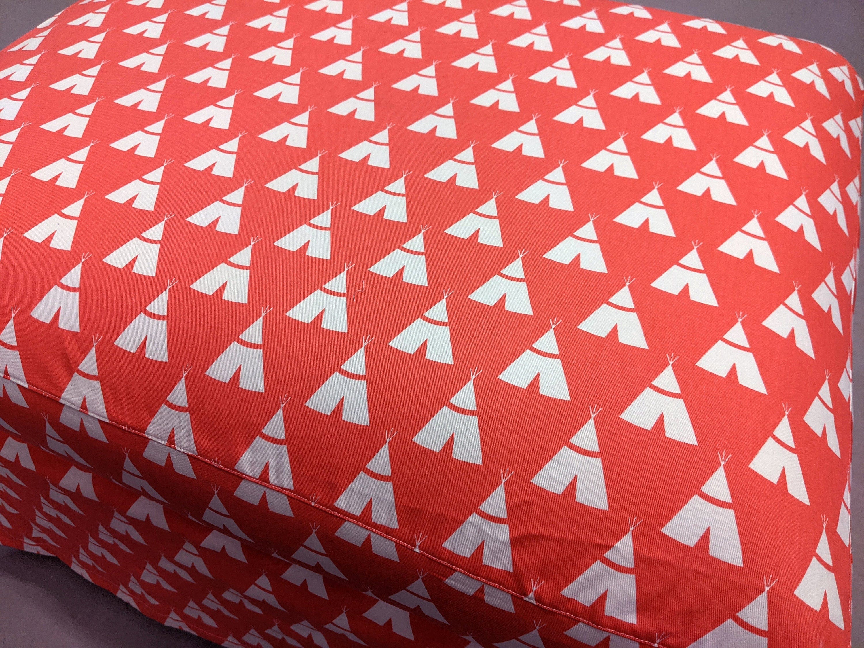 Rockin Cushions Sofa SALE IKEA UPPLAND Footstool Cover, Coral Pink Tee Pee Print, Kids Room Decor