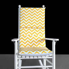Load image into Gallery viewer, Rockin Cushions Yellow Chevron Rocking Chair Cushion, Summer Chair Slipcovers