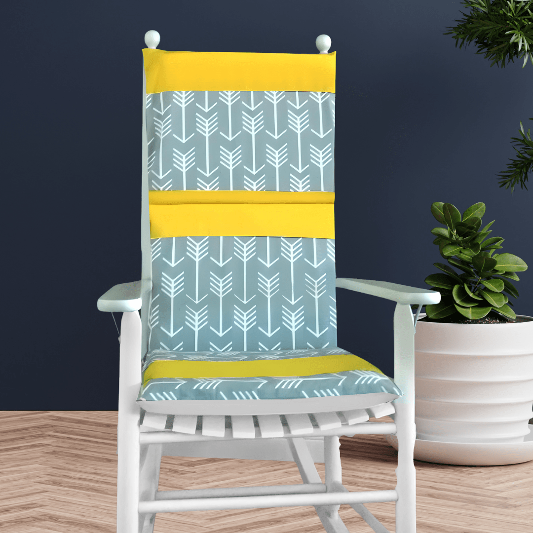Rockin Cushions Yellow Grey Arrow Print Rocking Chair Cushion