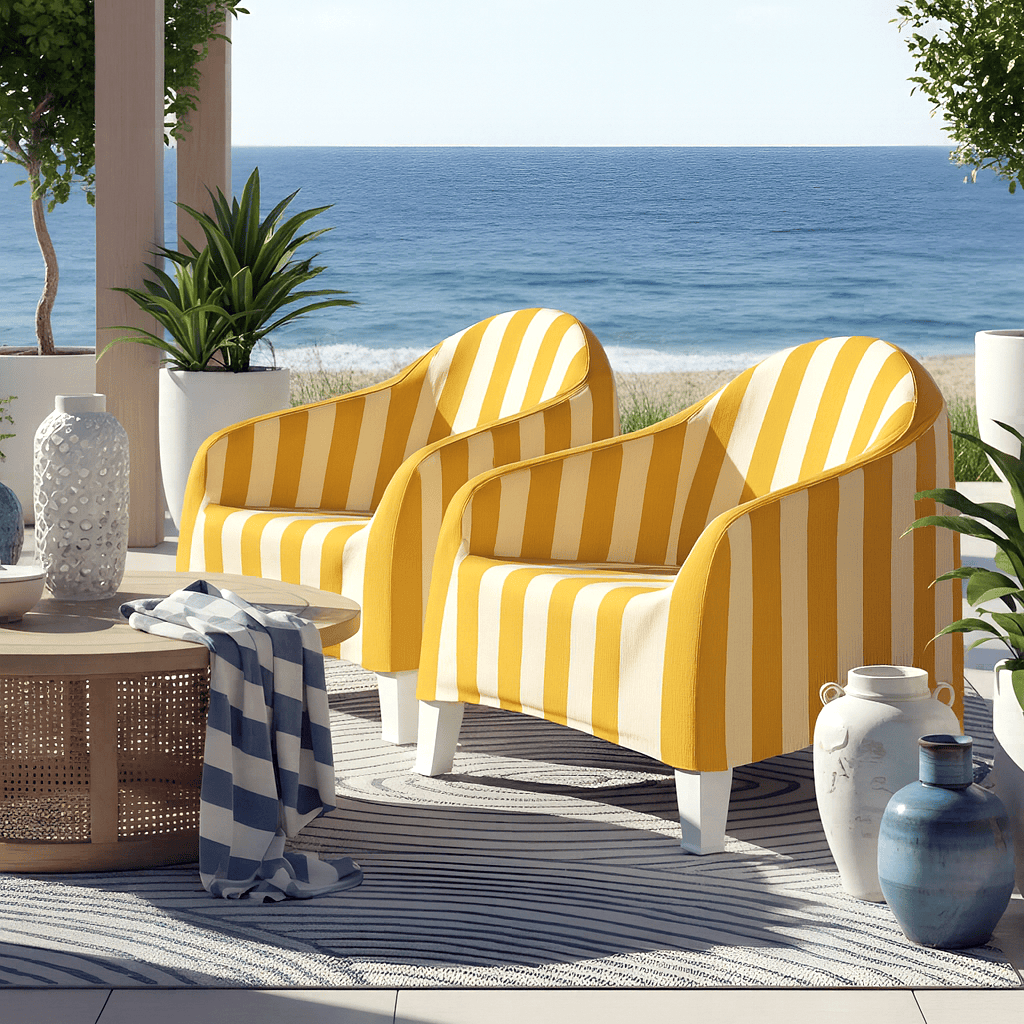 Rockin Cushions Custom Yellow and White Stripe Outdoor Cushion Slipcover – Design Your Own