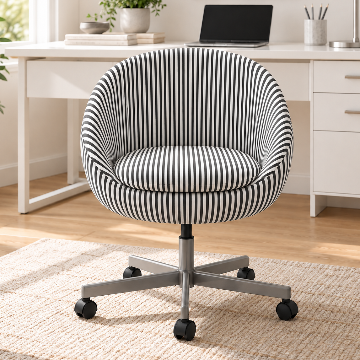 Black stripe SKRUVSTA slipcover, front view