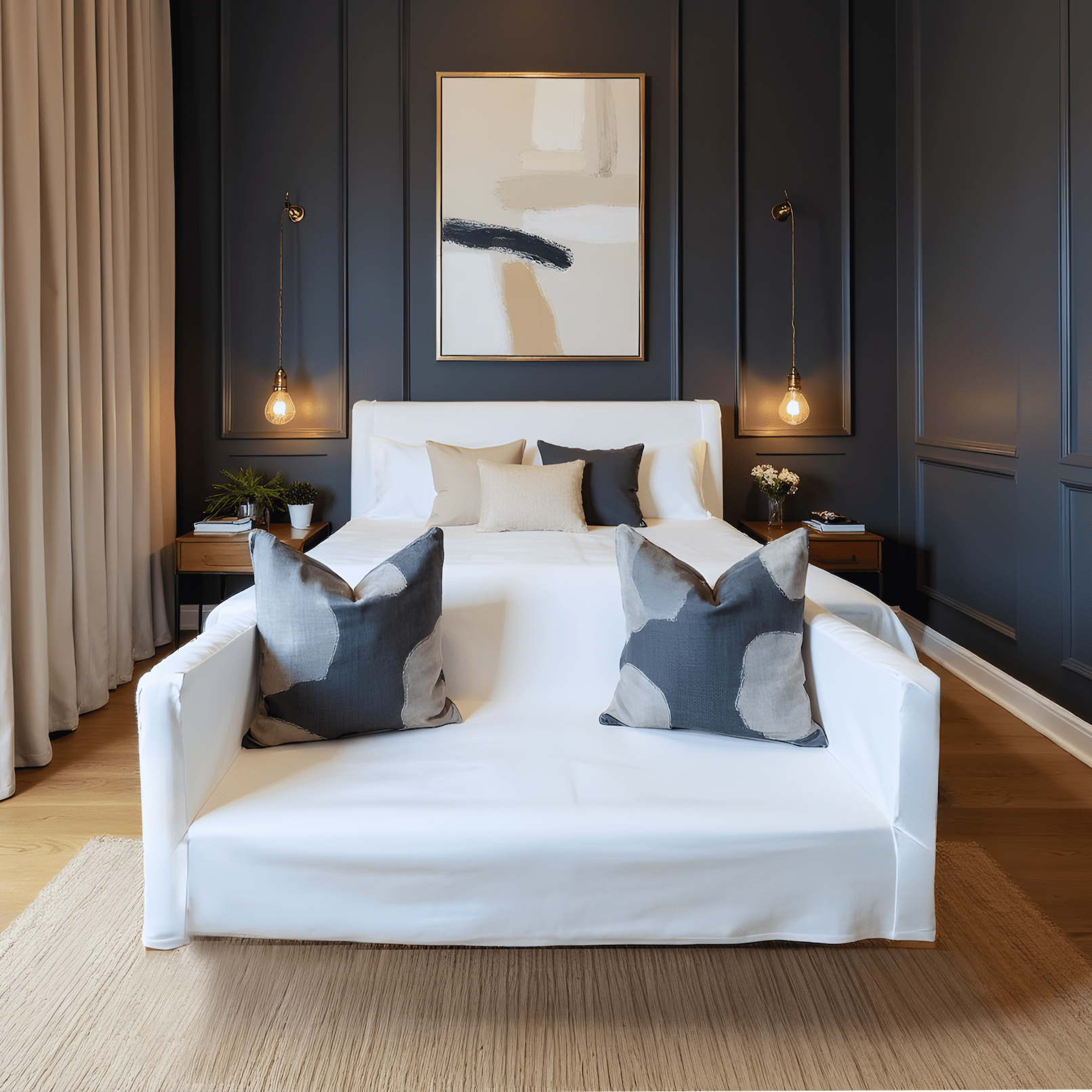 Rockin Cushions IKEA Knopparp Sofa Solid White European Linen Slip Cover, Compatible with IKEA KNOPPARP